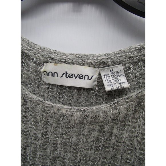 VINTAGE Sweater Dress Medium Peasant Striped Preppy Ann Stevens 90s - Picture 8 of 9